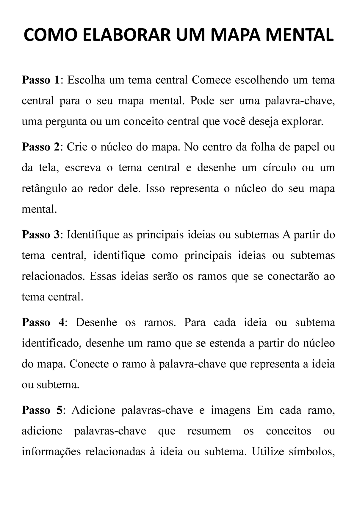 Como Elaborar Um Mapa Menta Taylon Como Elaborar Um Mapa Mental Passo Escolha Um Tema