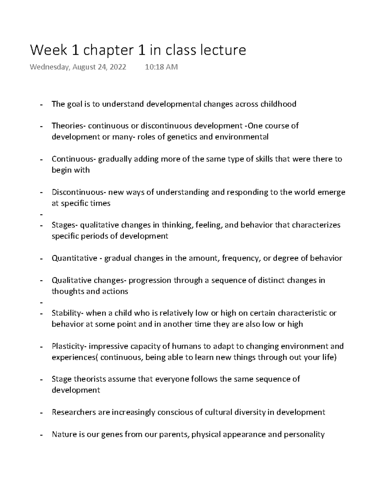 Week 1 chapter 1 in class lecture - The goal is to understand ...