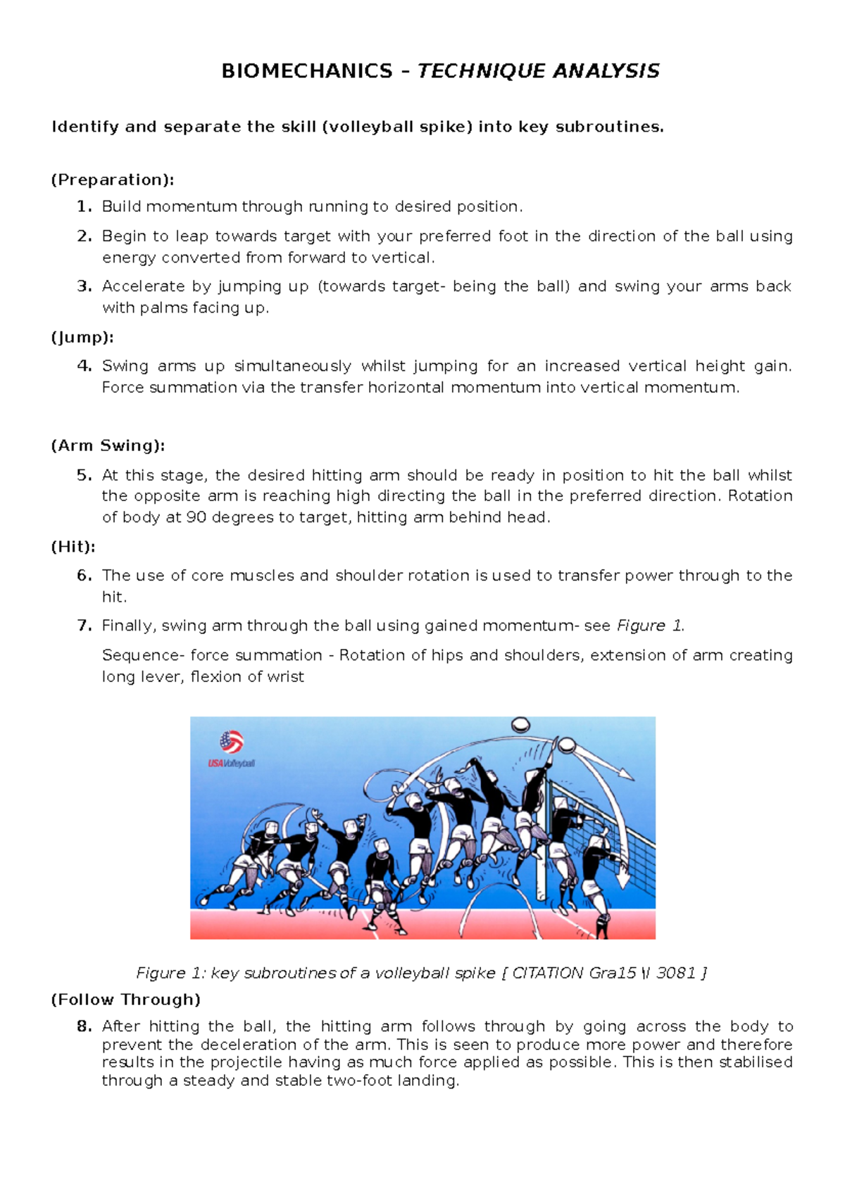 Technique Analysis - BIOMECHANICS – TECHNIQUE ANALYSIS Identify and ...