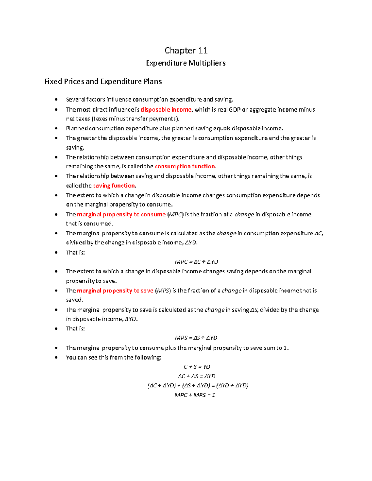 Ec1022 Chapter+11 10e - econ1022 - Chapter 11 Expenditure Multipliers ...