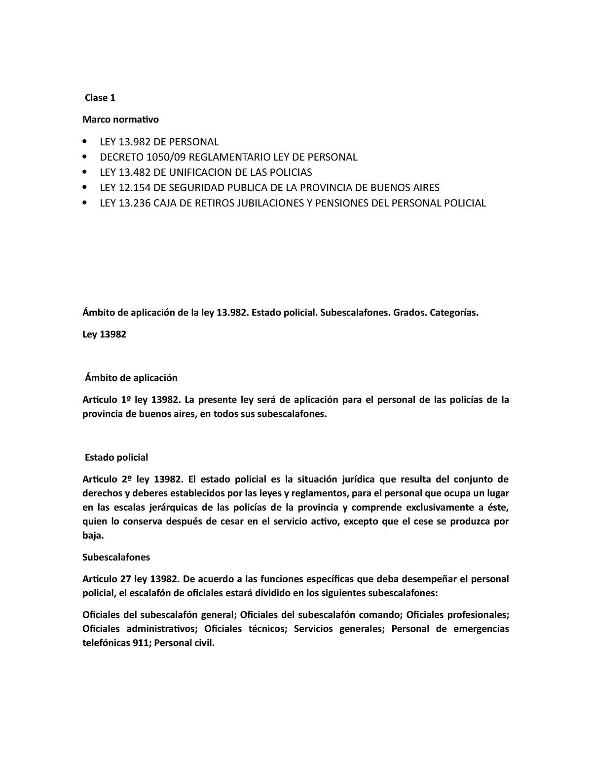 Clase 1 Regimen Legal - parte general - Clase 1 Marco normativo LEY 13 ...