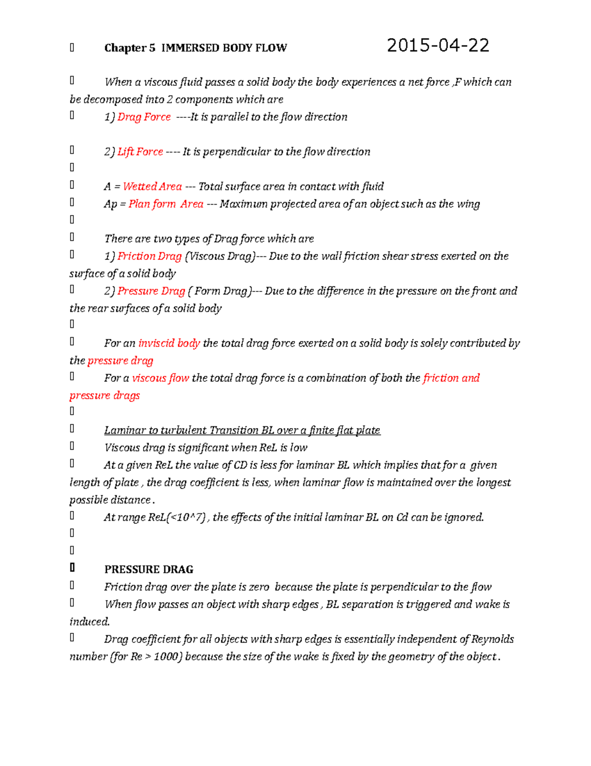 Fluid Mechanics And Applications Chapter 5 Immersed BODY FLOW( Review ...