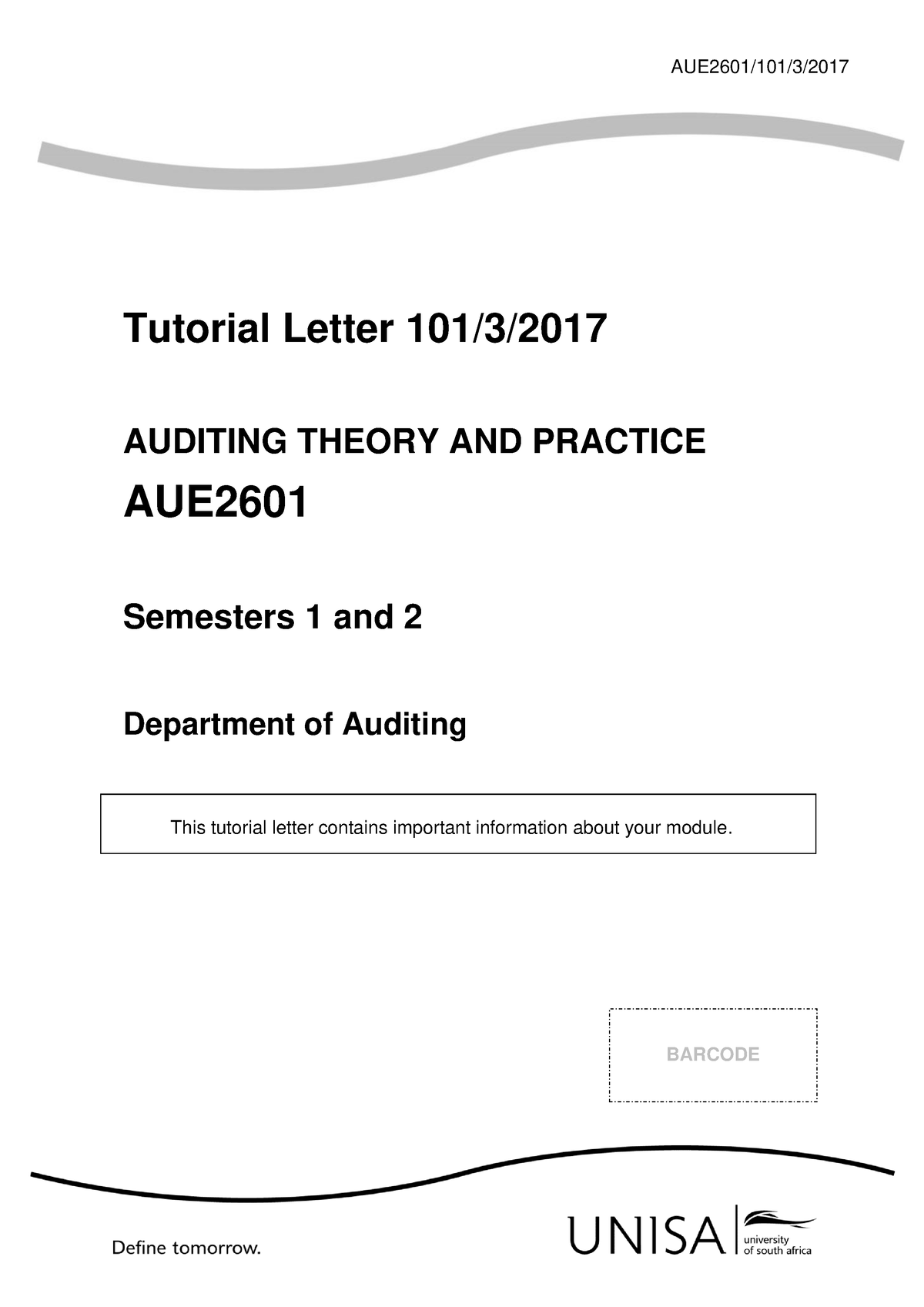 AUE2601 101 2017 3 E - Tutorial Letter - AUE2601/101/3/ Tutorial Letter ...