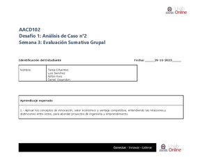 Aacd101 s9 entregable - Trabajo a realizar semana 9 - Identificación de ...