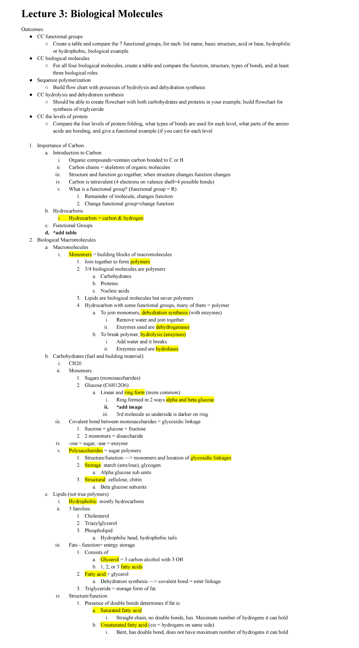 Lecture 3-Biological Molecules - Lecture 3: Biological Molecules ...