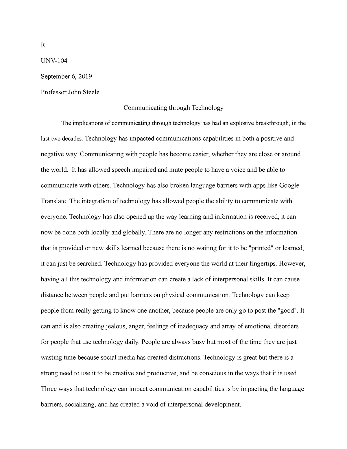 unv 104 expository essay outline