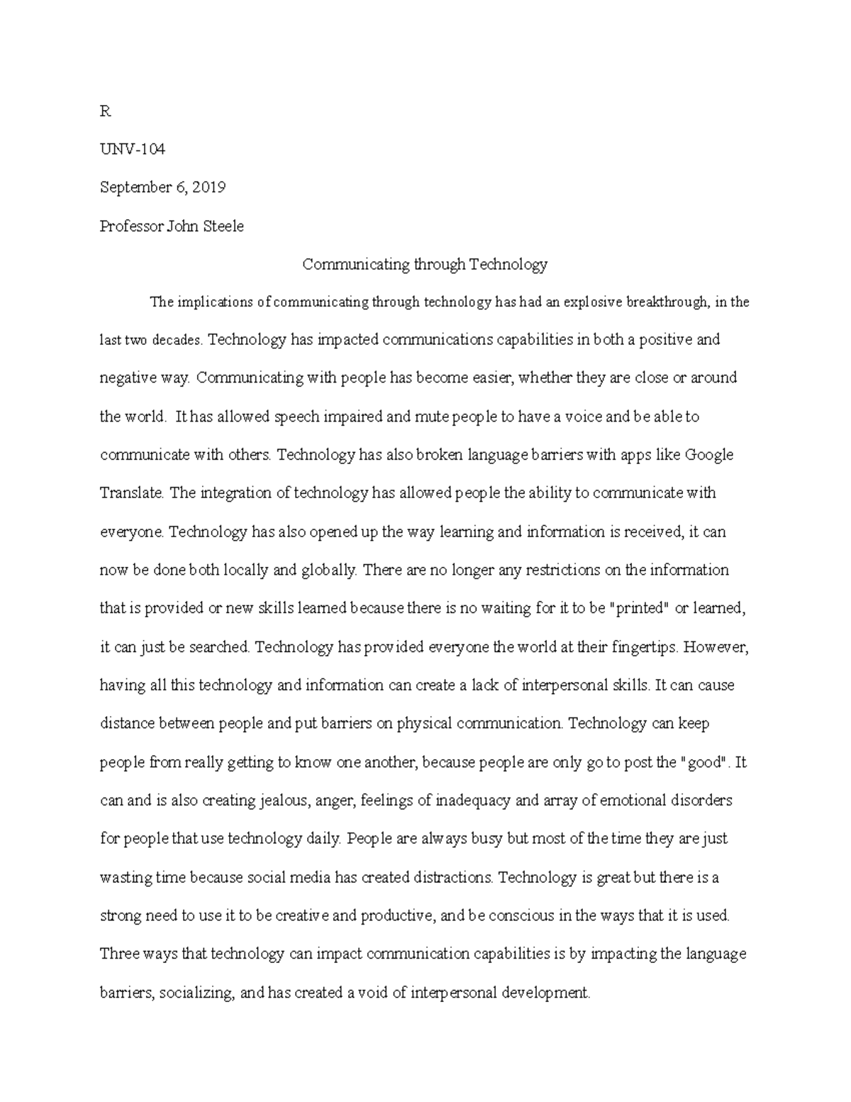 unv 104 expository essay outline