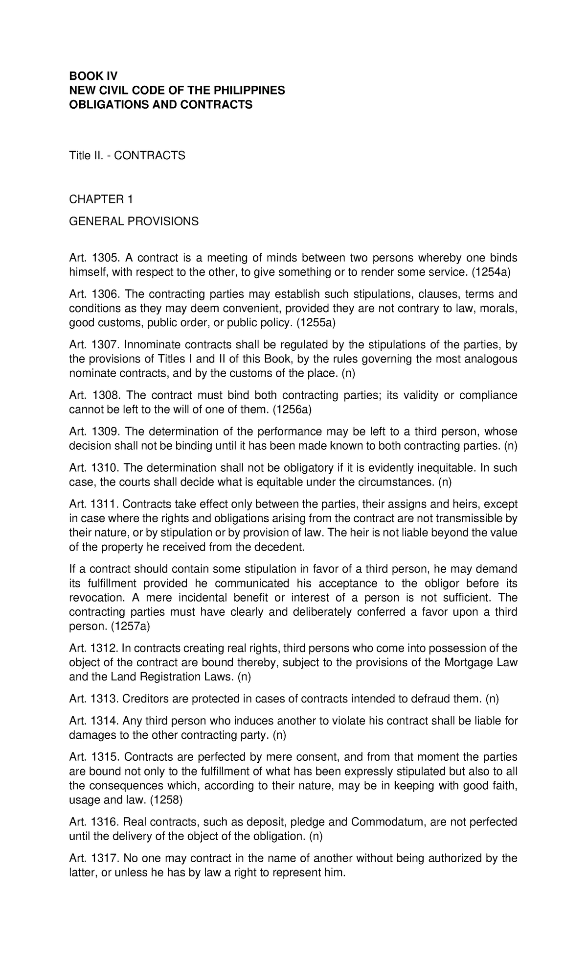 Codal Contracts - Lecture notes 2 - Obligations and Contract Law - USeP ...