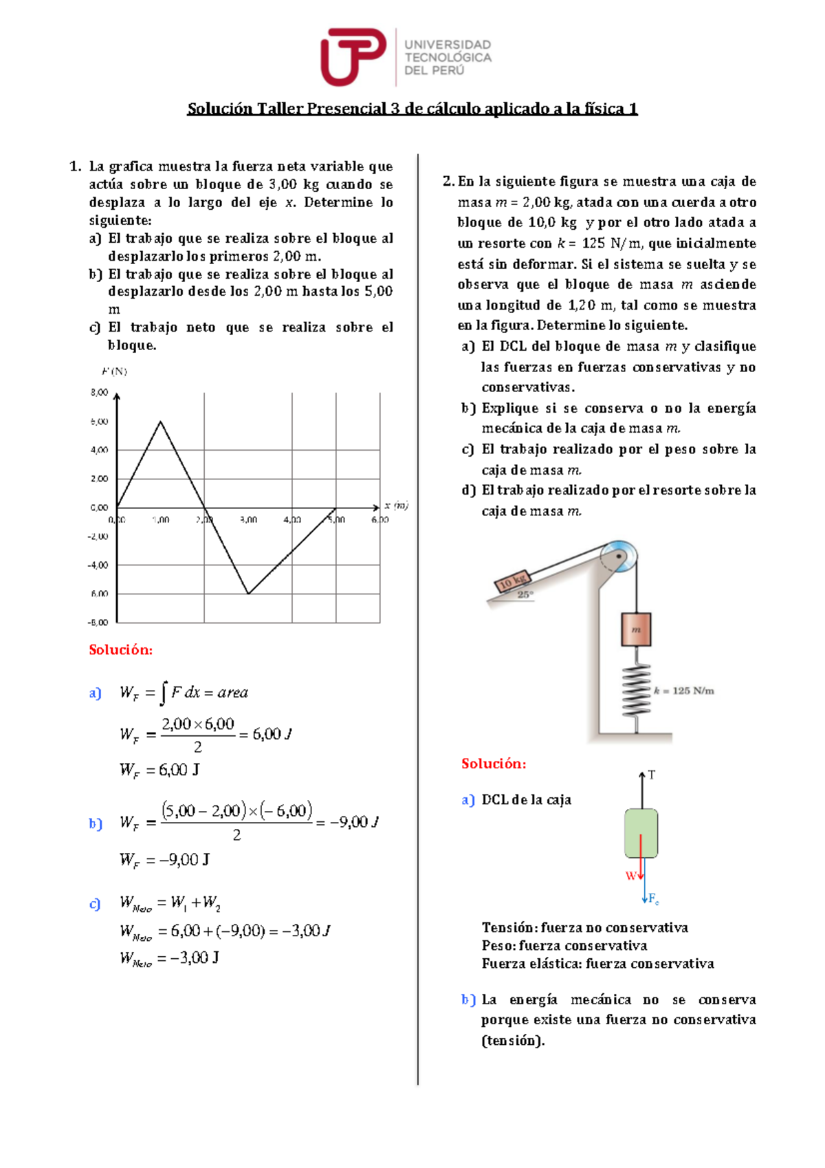 Solucionario Taller PC3 Soluci n Taller Presencial 3 De C lculo 