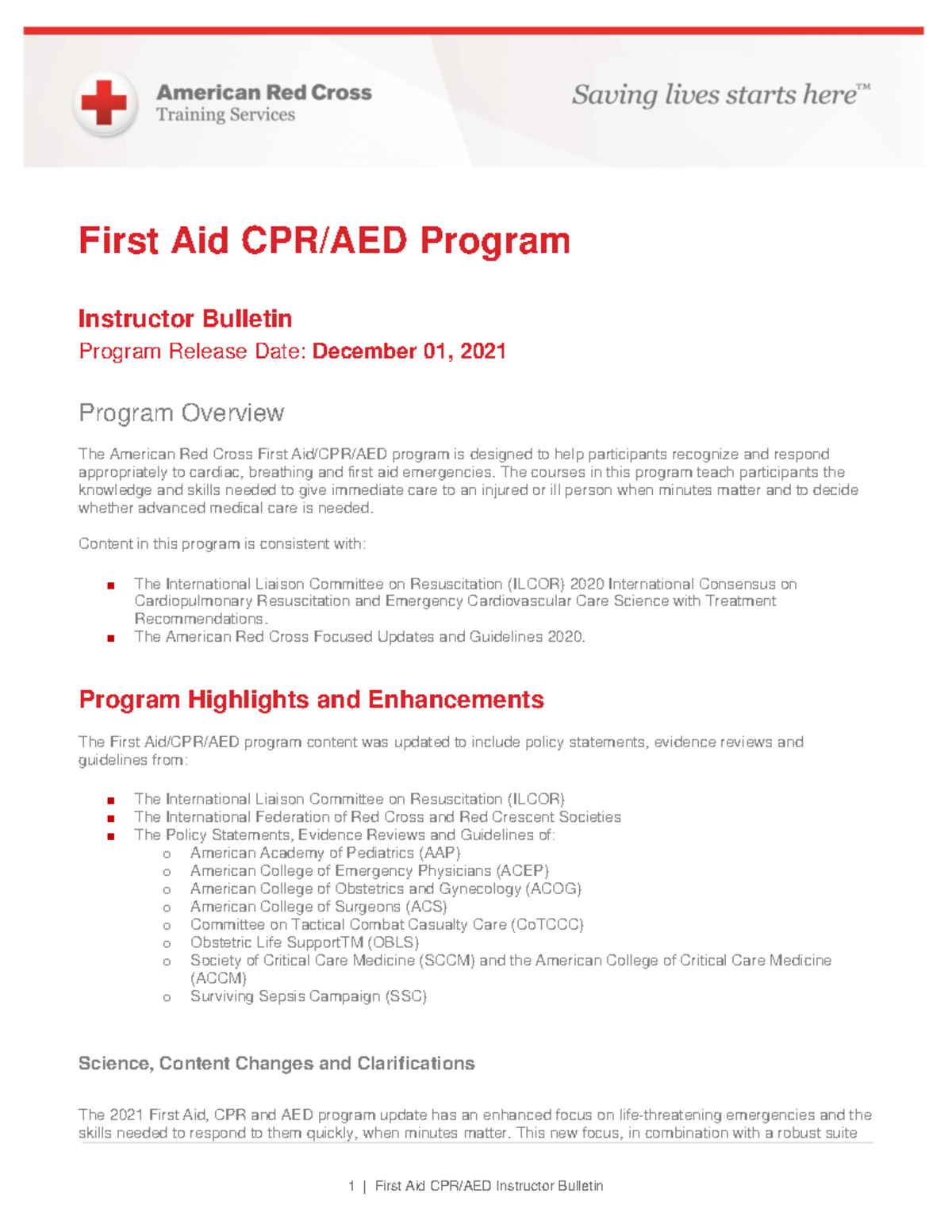 First Aid-CPR-AED Instructor Bulletin (Updated December 8, 2021 ...