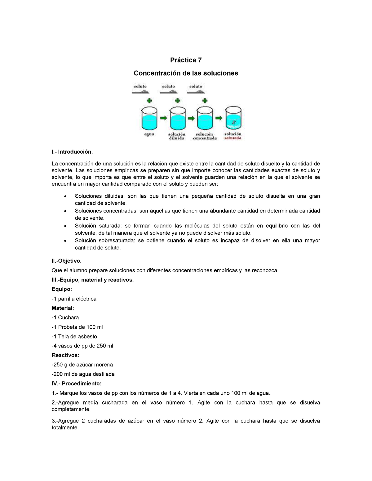 concentracion de las soluciones quimicas práctica 7 concentración de