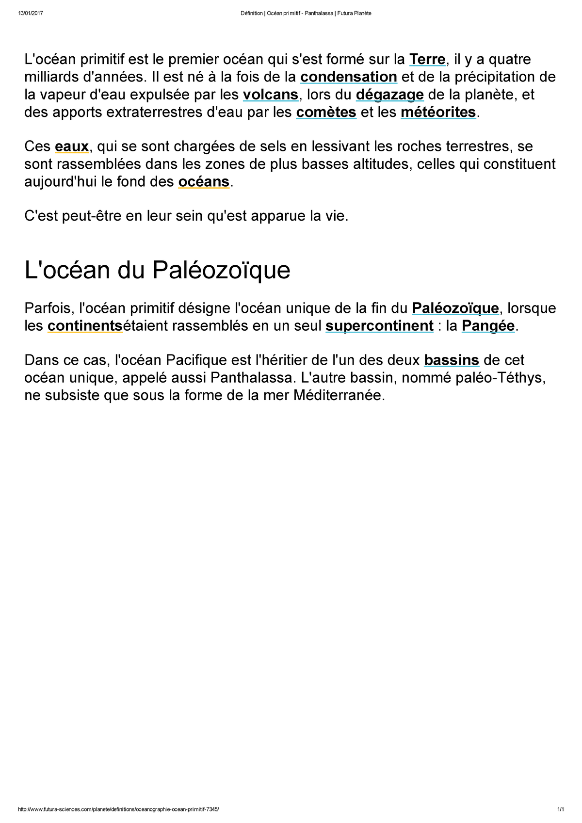Définition Océan primitif Panthalassa Futura Planète Copie 13/01