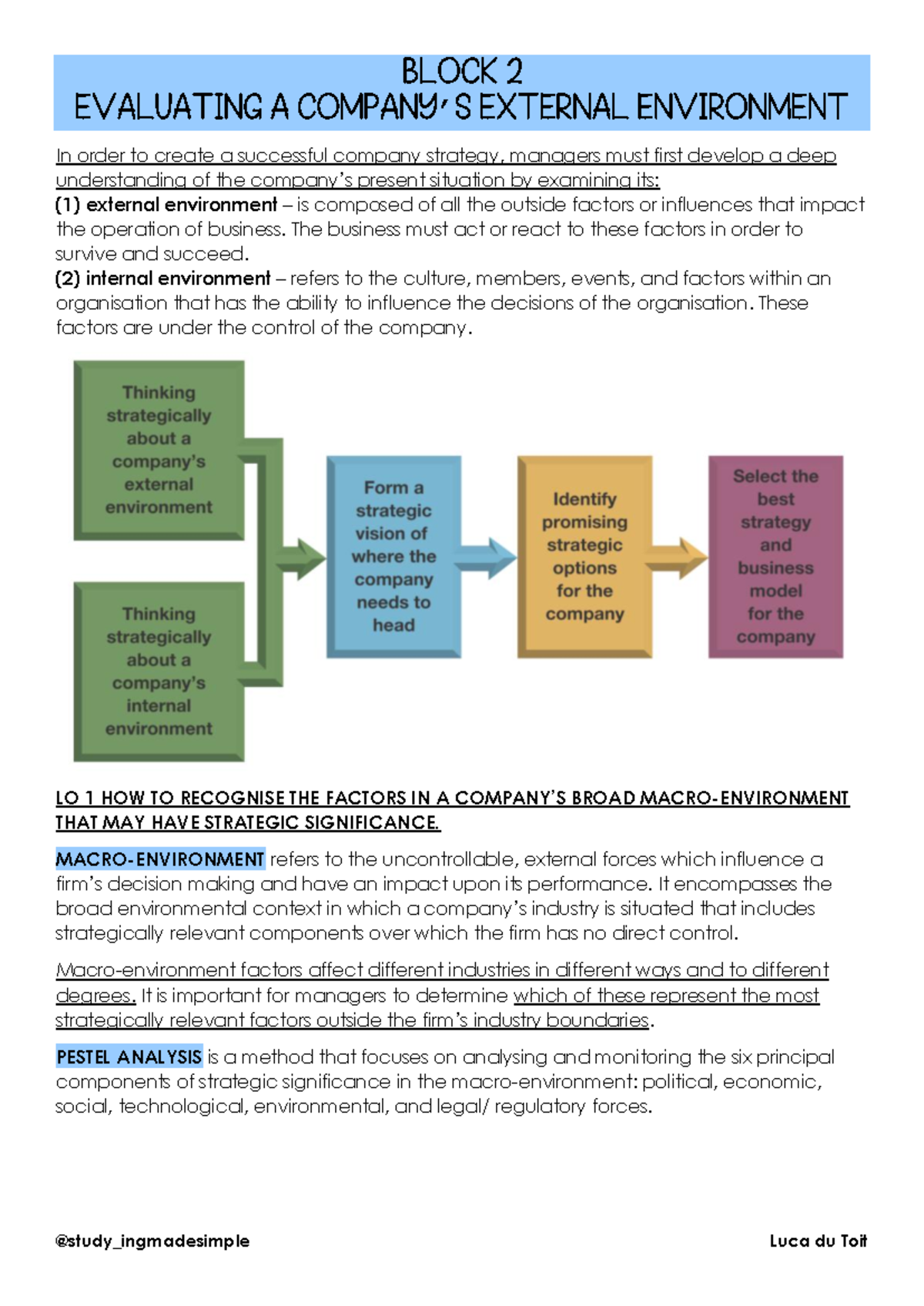 Block 2 Evaluating A Company’S External Environment - ’ In order to ...