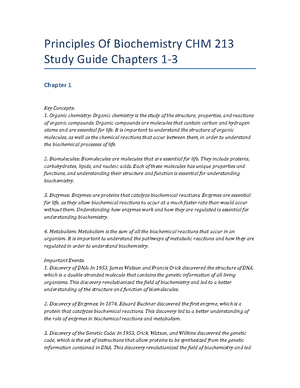 Principles Of Biochemistry CHM 213 Study Guide Chapters 37-39 - It is a ...