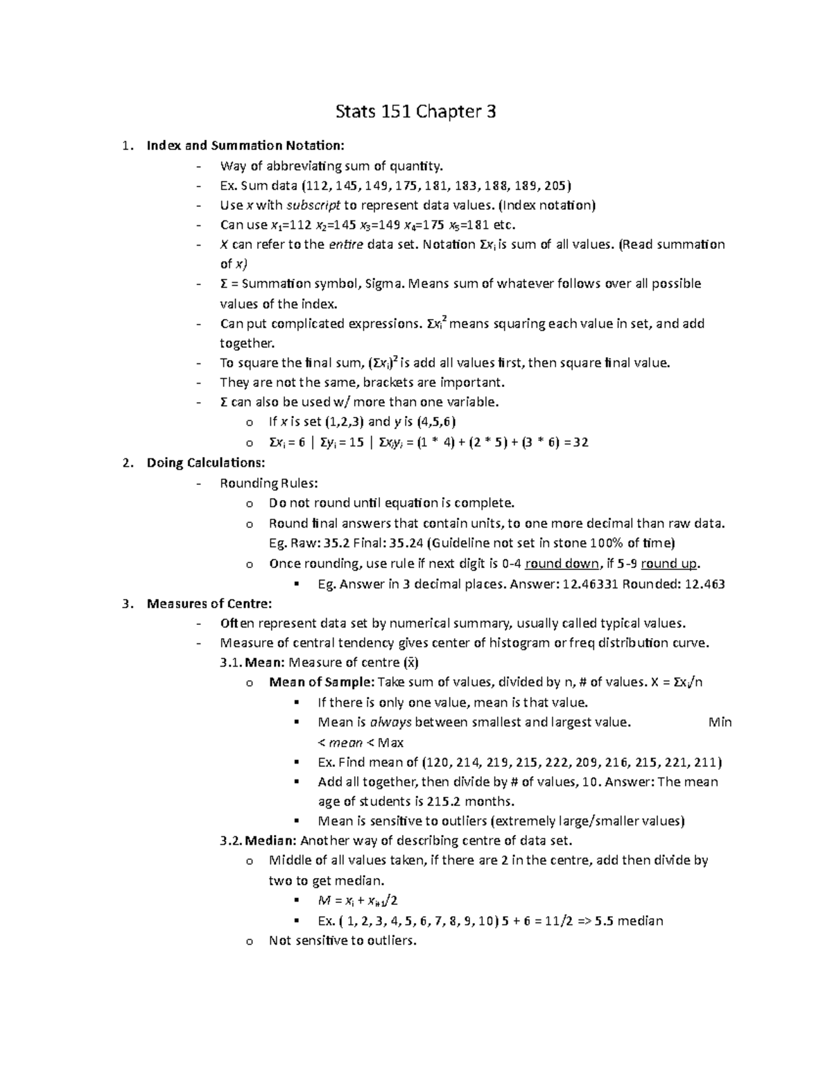 Chapter 3 Fall2018 (Macewan) - Stats 151 Chapter 3 Index And Summation ...