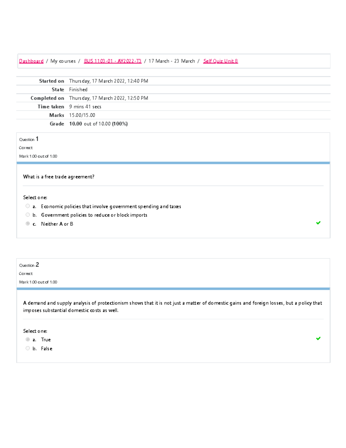 Self Quiz Unit 8 Attempt Review - Started On Thursday, 17 March 2022 ...