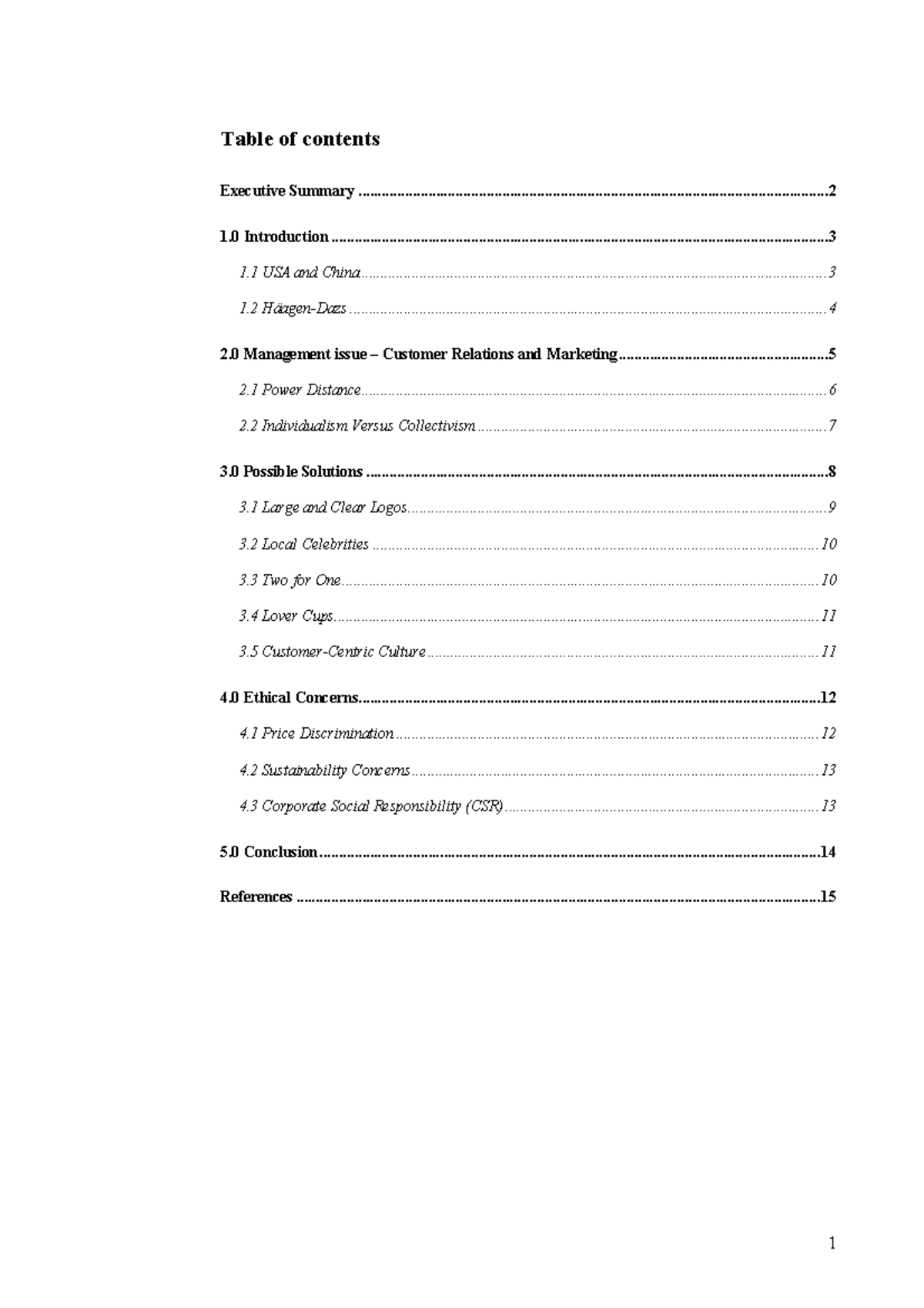 Haagen-Dazs-2 - A-oppgave i Cross Cultural Management - Table of ...