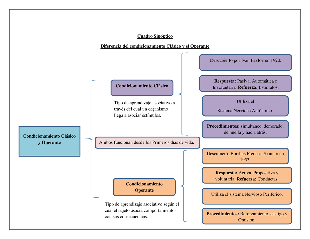 Cuadro Sipnotico - Cuadro Sinóptico Diferencia Del Condicionamiento ...