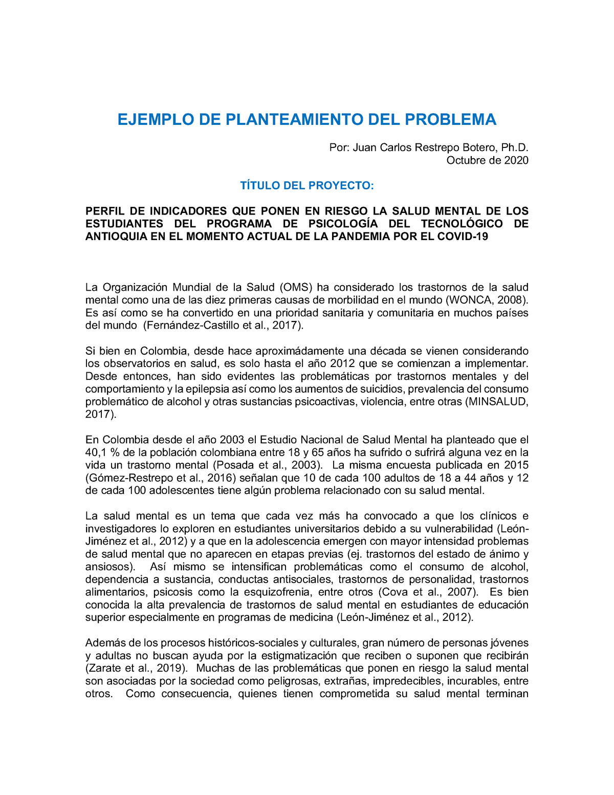 Ejemplo Planteamiento Del Problema Ejemplo De Planteamiento Del Problema Por Juan Carlos 9258