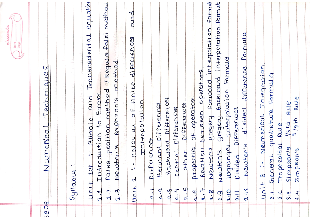 Maths 1cr - numerical hand written notes - classmate Date Page 5306 ...