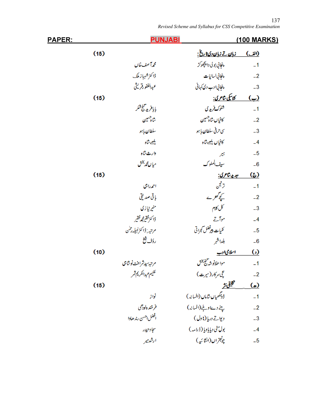 Punjabi Merged - Nothing Else - Revised Scheme And Syllabus For CSS ...