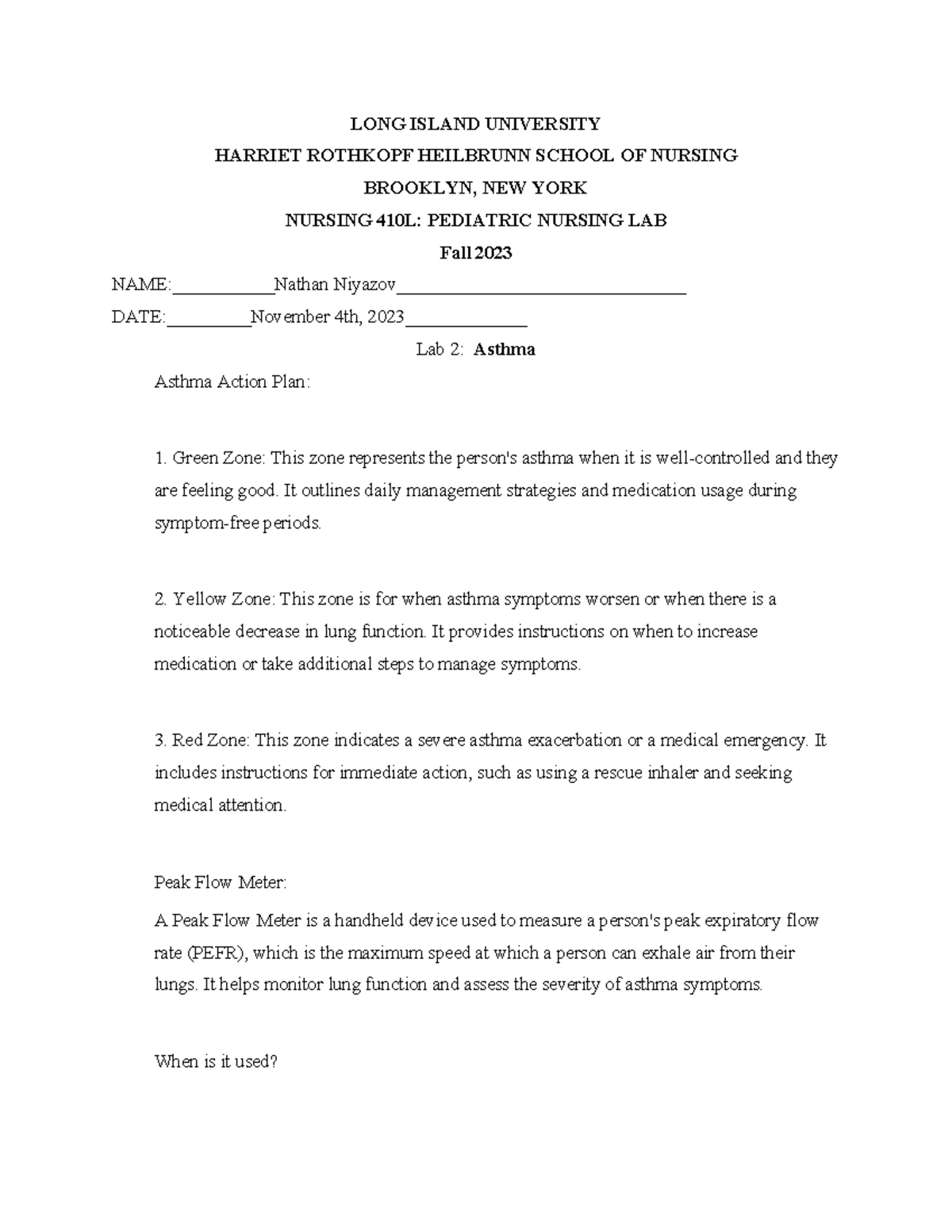 Peds lab week 2 lab LONG ISLAND UNIVERSITY HARRIET ROTHKOPF