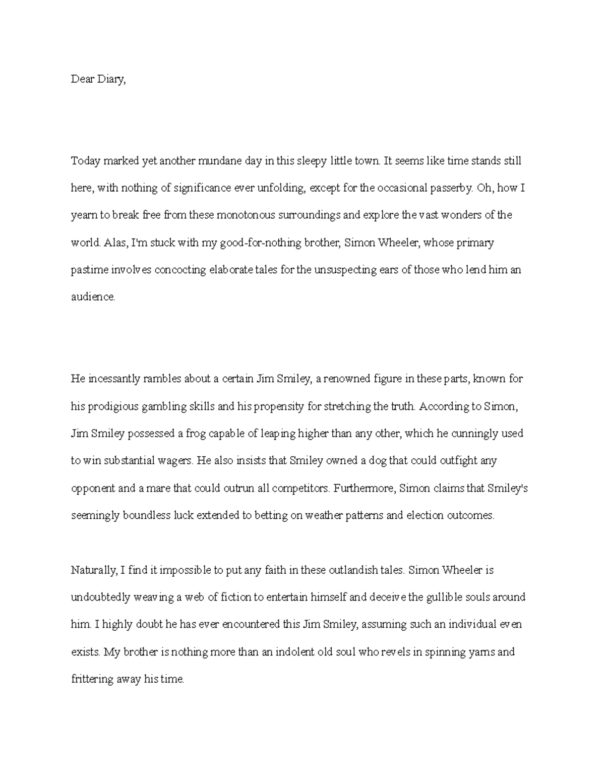 Written assignment unit 2 ENGL 1405 - Dear Diary, Today marked yet ...