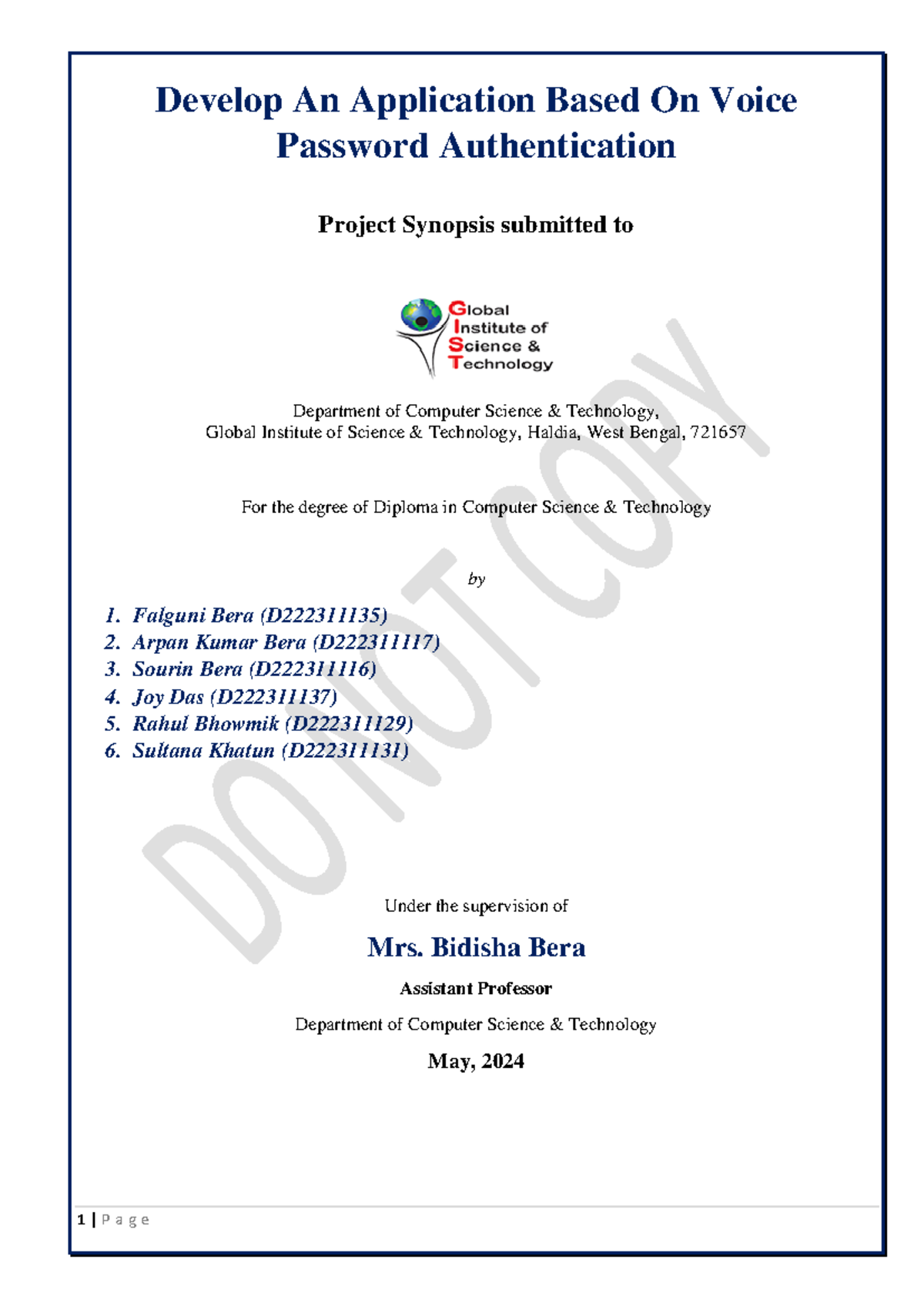 Project Report On App based on voice authentication system - Develop An ...