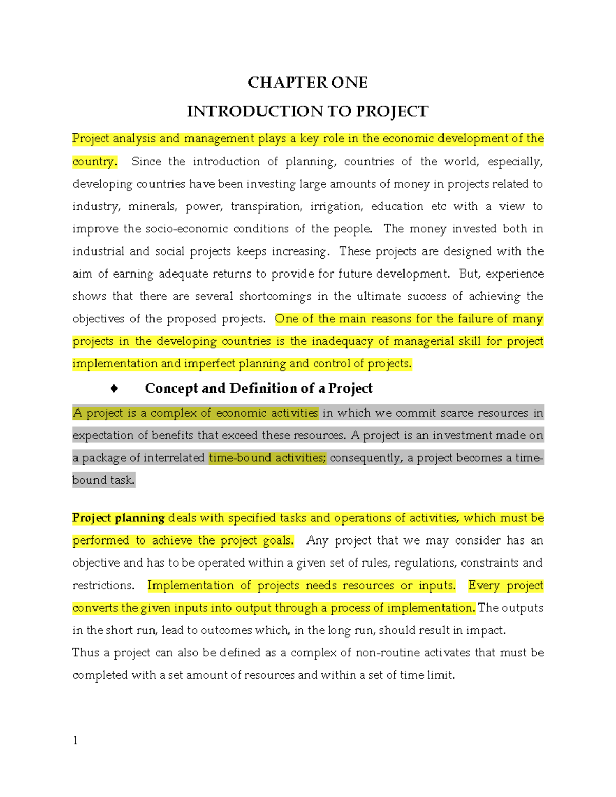 Chapter 1 - nice - CHAPTER ONE INTRODUCTION TO PROJECT Project analysis ...