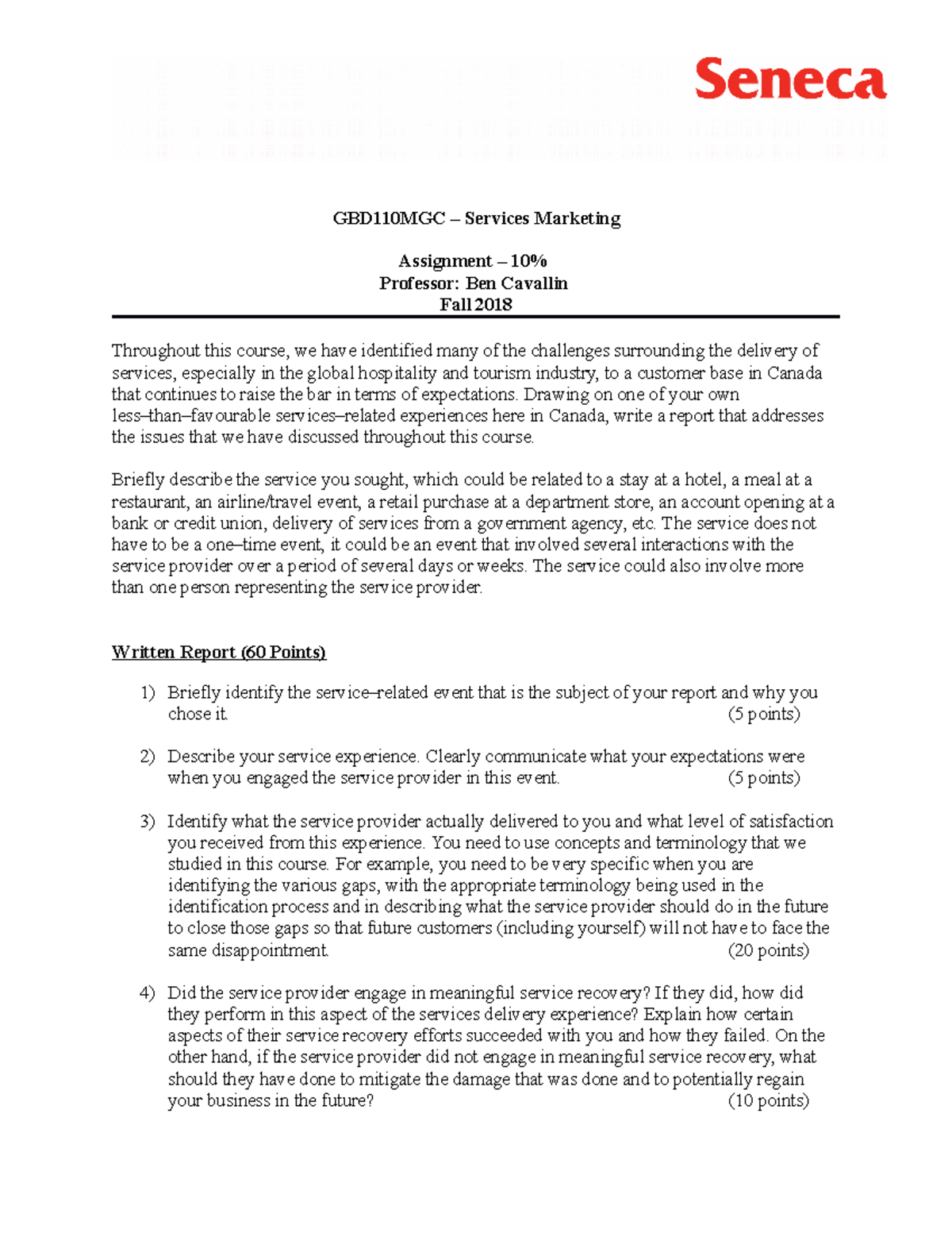 individual report gbd110mgc u1 gbd 110 services marketing describe your customer service experience