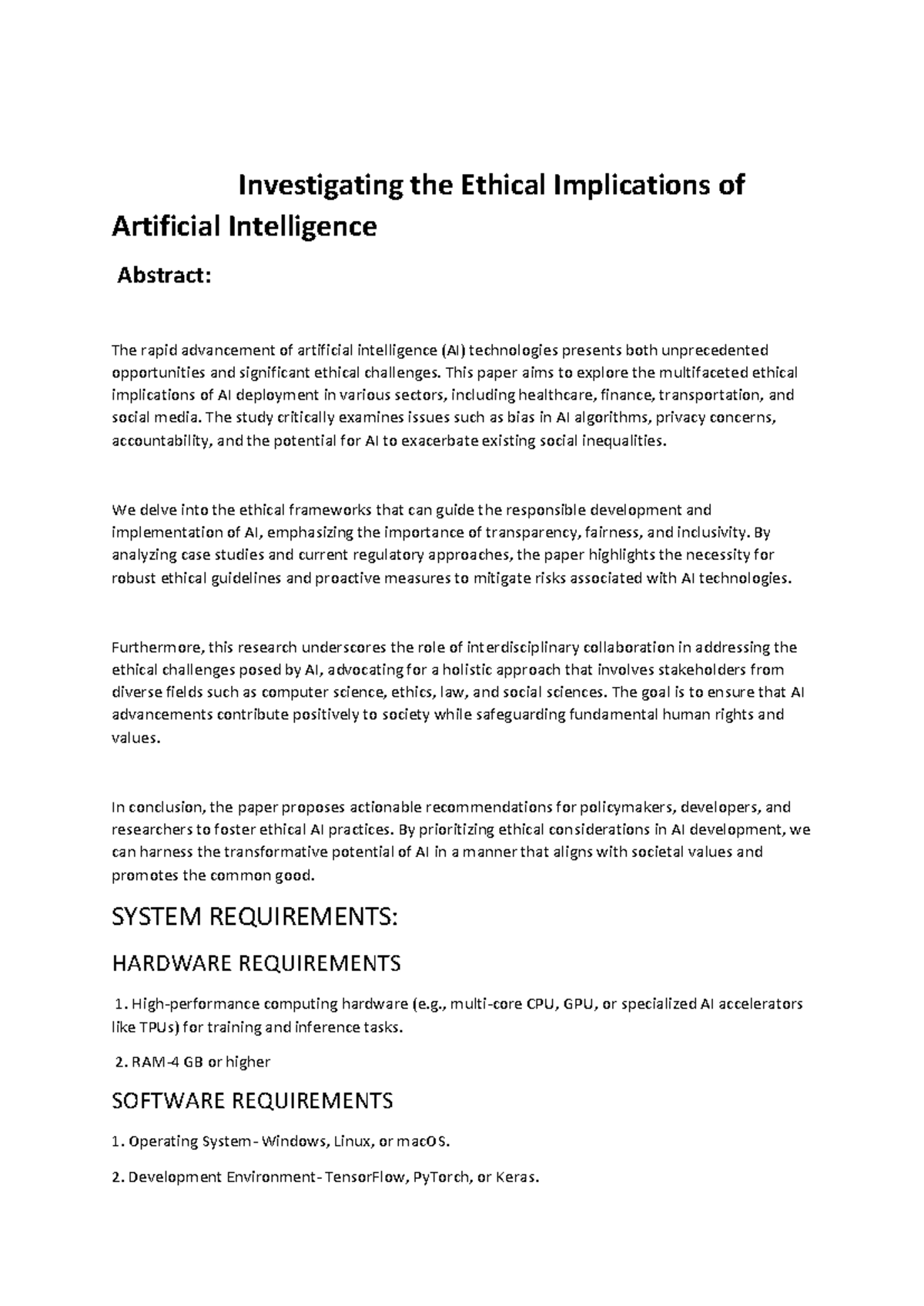 Investigating the Ethical Implications of Artificial Intelligence phase ...