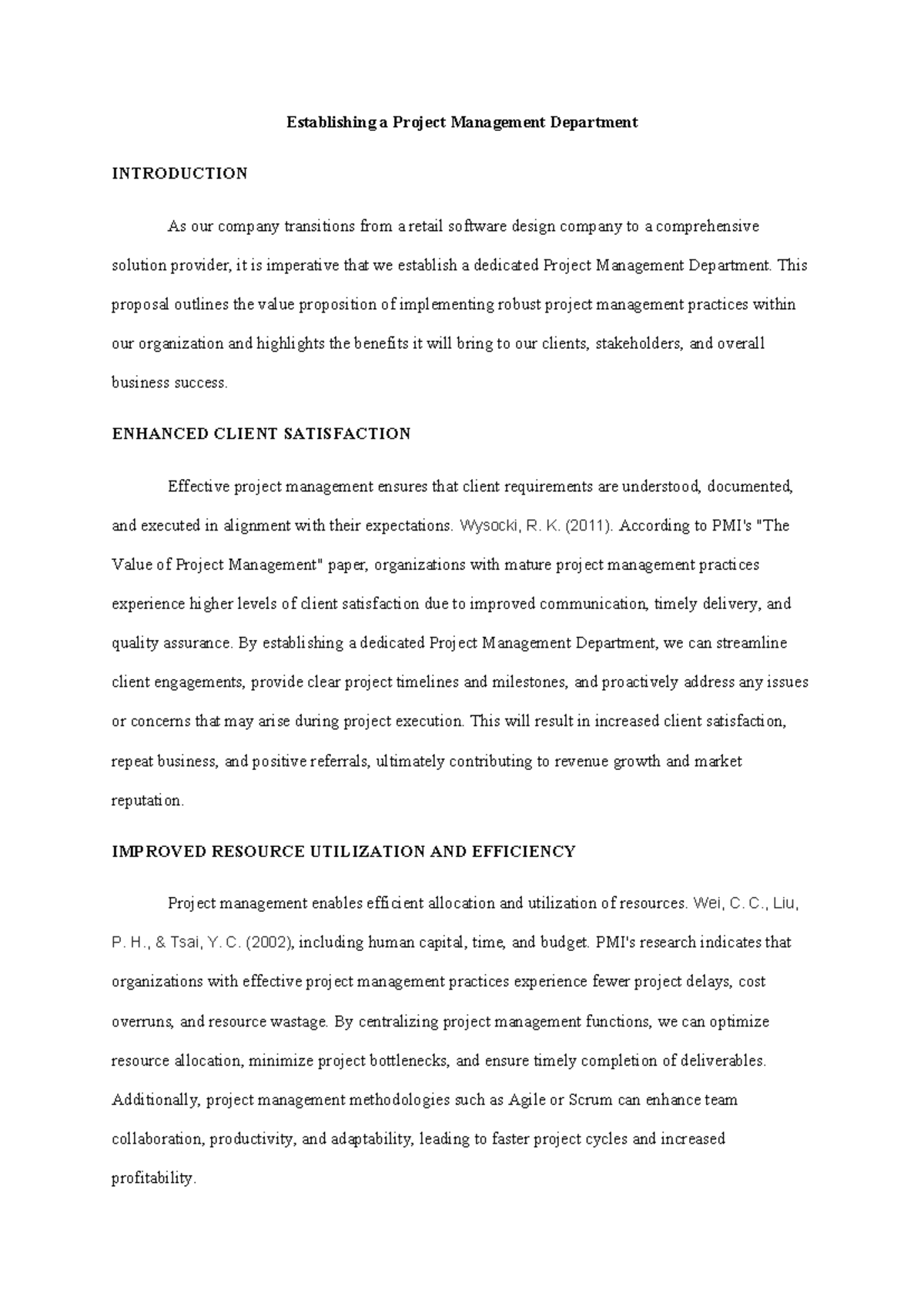 Written Assignment unit 1 - Establishing a Project Management ...