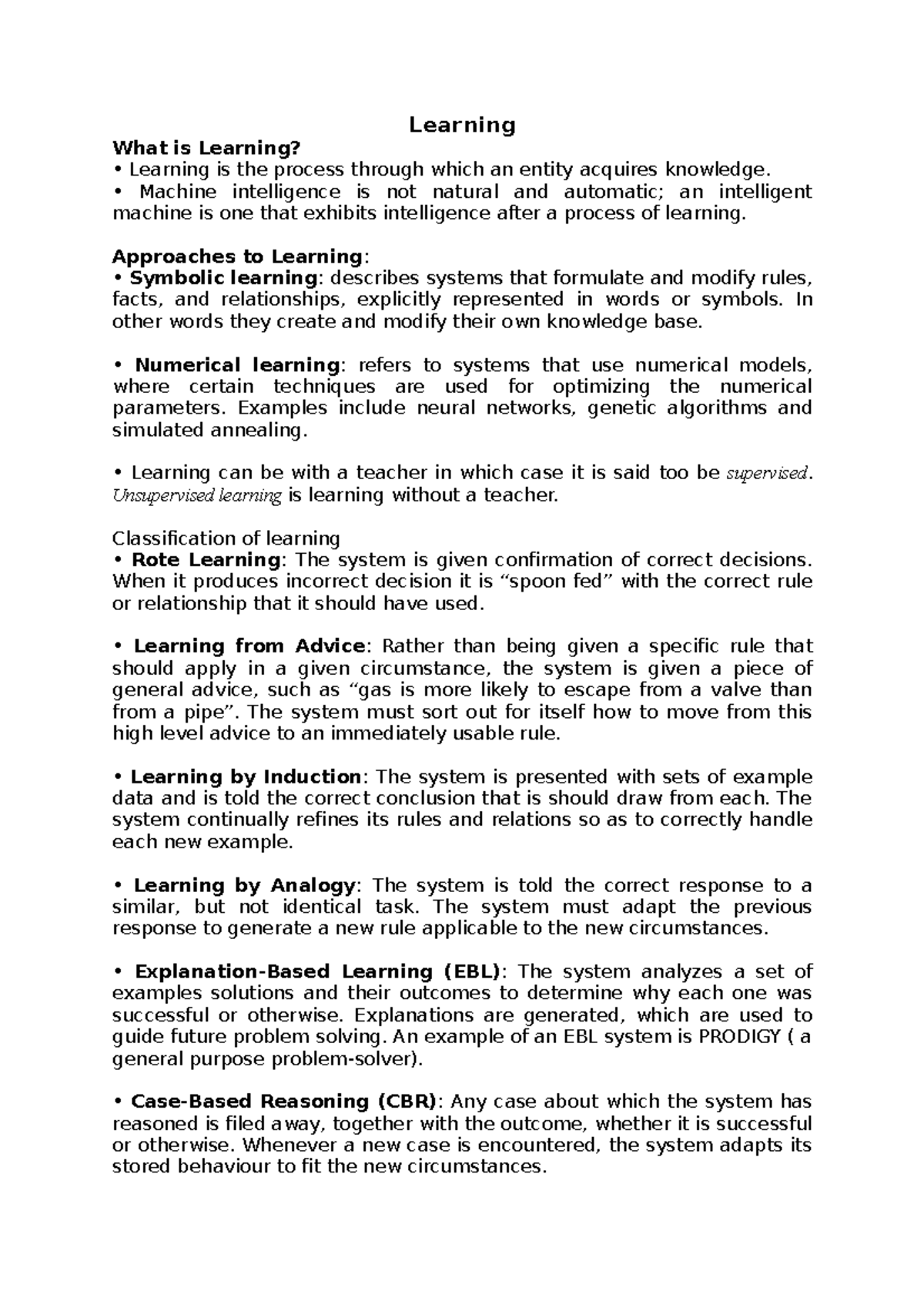 AI- Lecture Learning and Expert Systems - Learning What is Learning ...