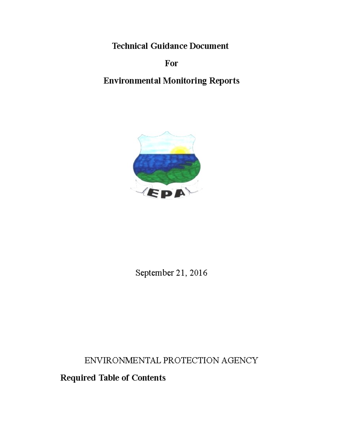 Monitoring Report Format Technical Guidance Document For Environmental Monitoring Reports