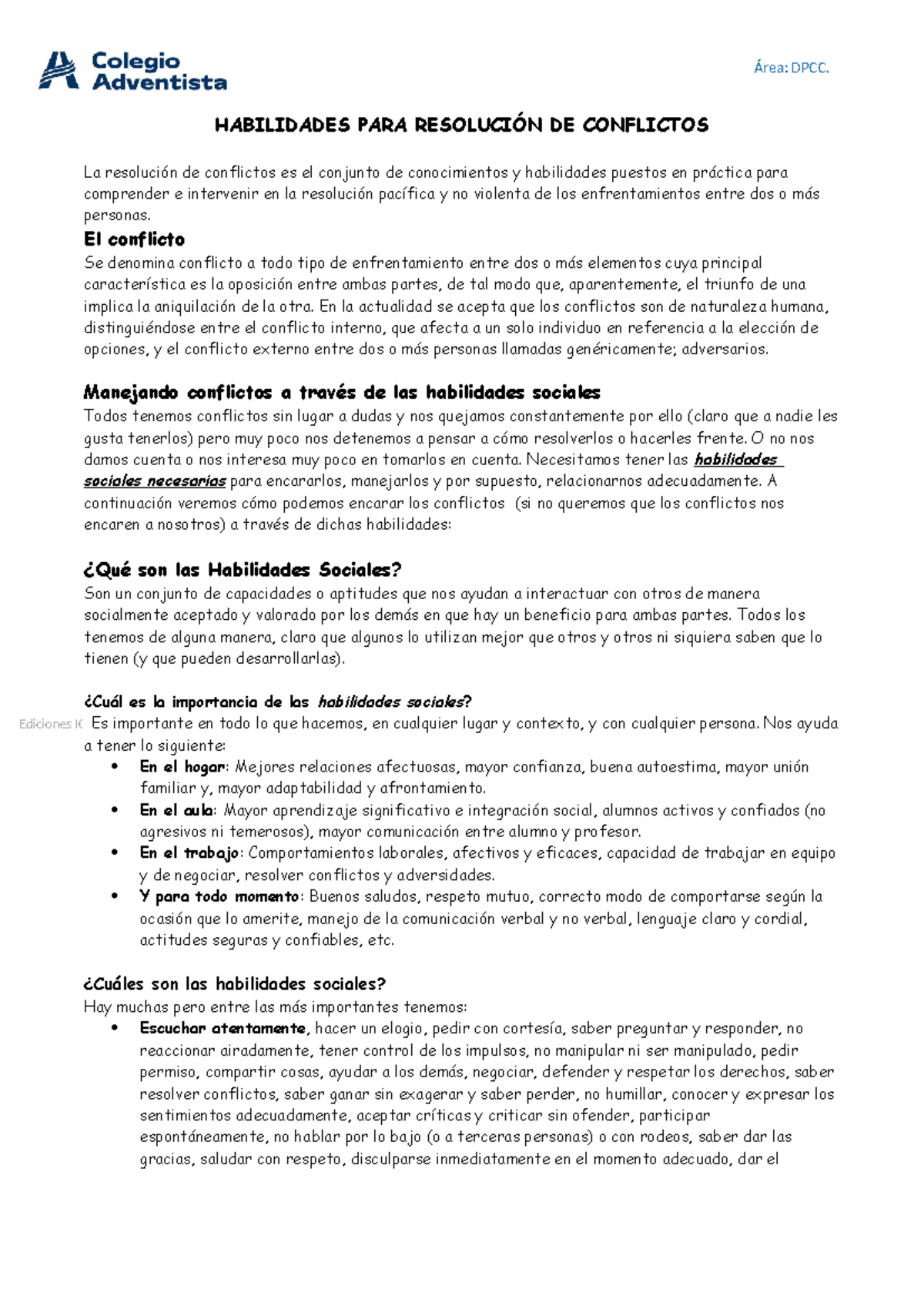 Habilidades sociales para la resolucion de conflictos - Ediciones ICRM ...