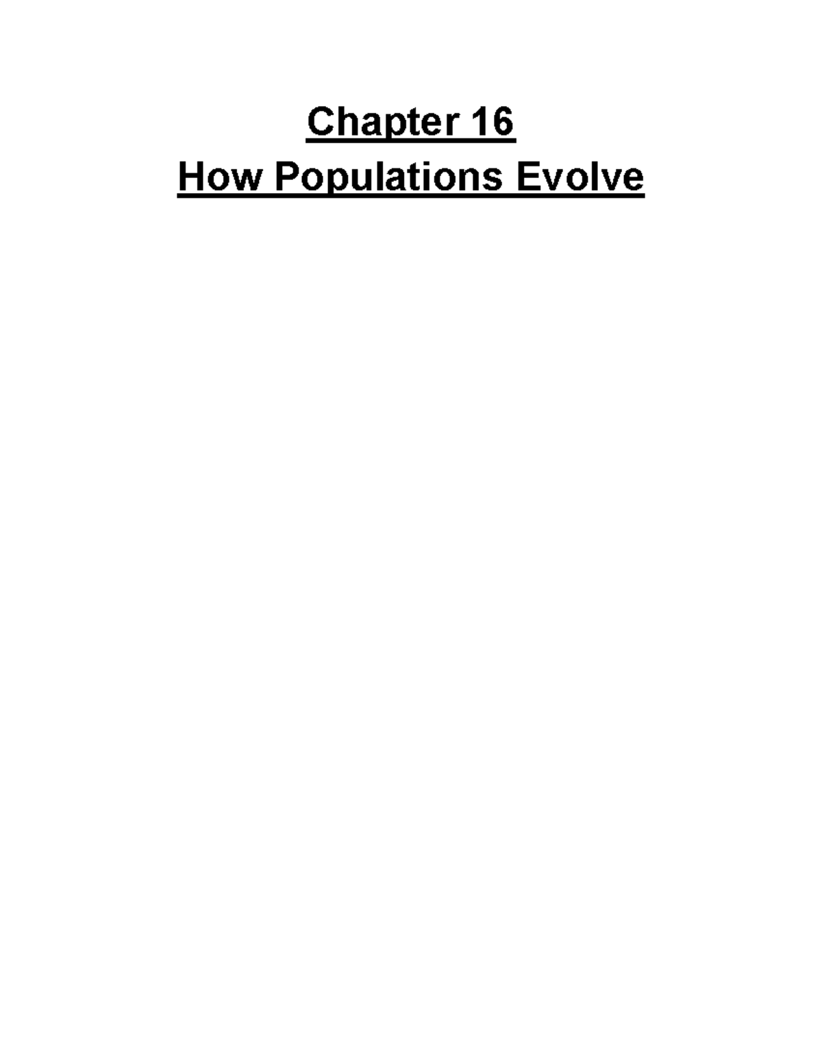 How Populations Evolve Lecture Notes - Chapter 16 How Populations ...