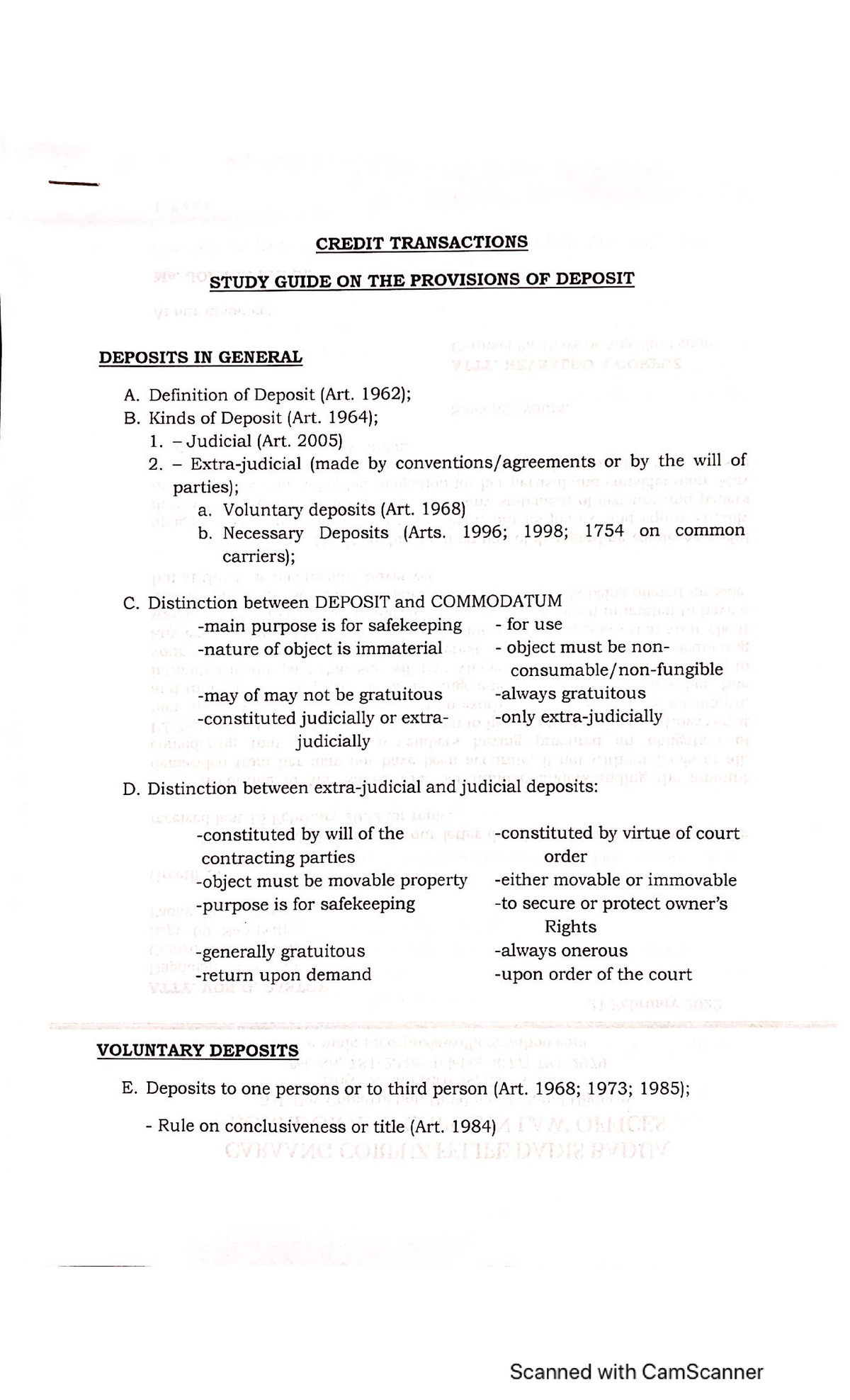 Credit transactions study guide - Bachelor in Public Administration ...