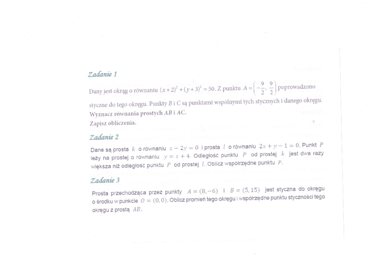 Zadania okręgi - Stworzony przez nauczyciela - Matematyka - Zakres