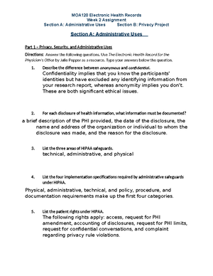 Wk4Assignment - WEEK 4 - MOA120 Electronic Health Records Week 4 ...