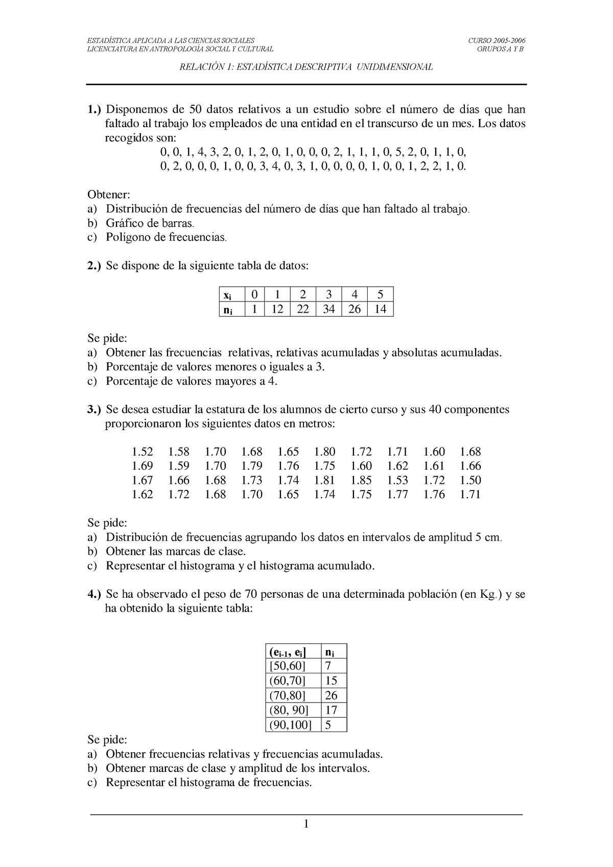 Relaciones DE Problemas - LICENCIATURA EN ANTROPOLOGÕA SOCIAL Y ...