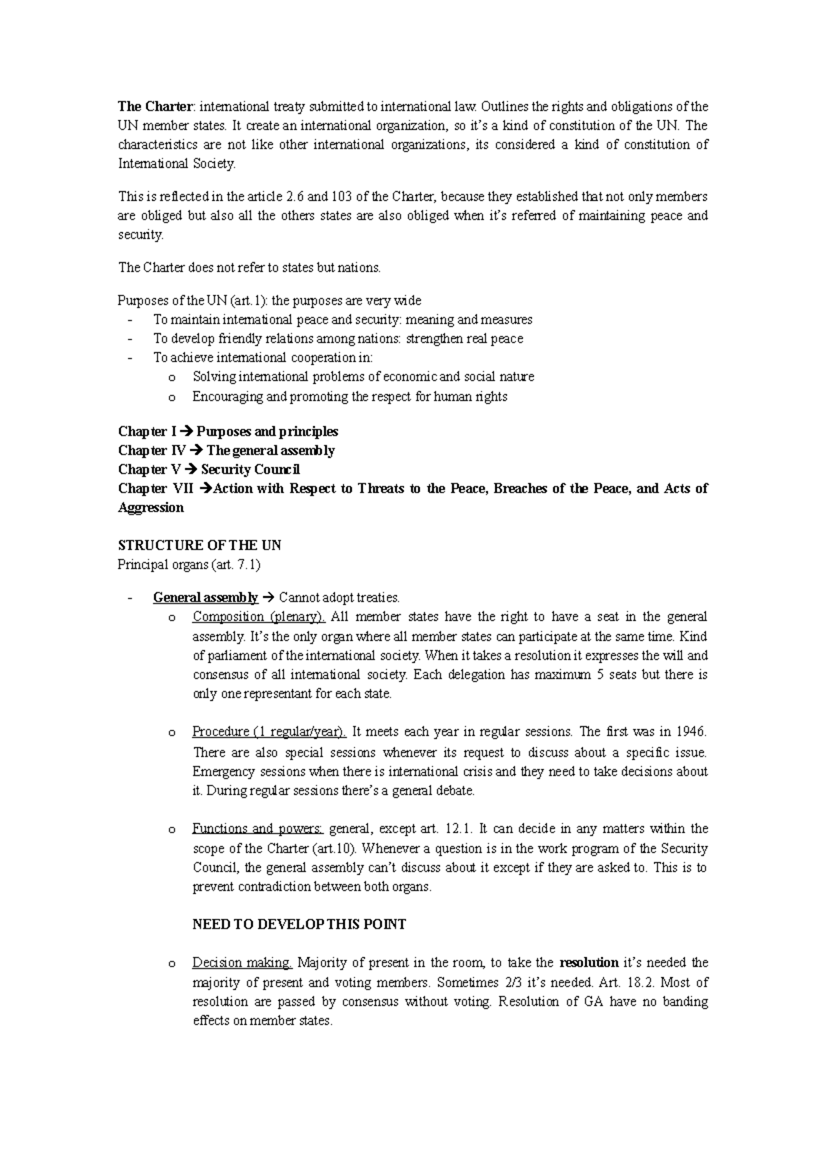 UN Charter - The Charter: international treaty submitted to ...