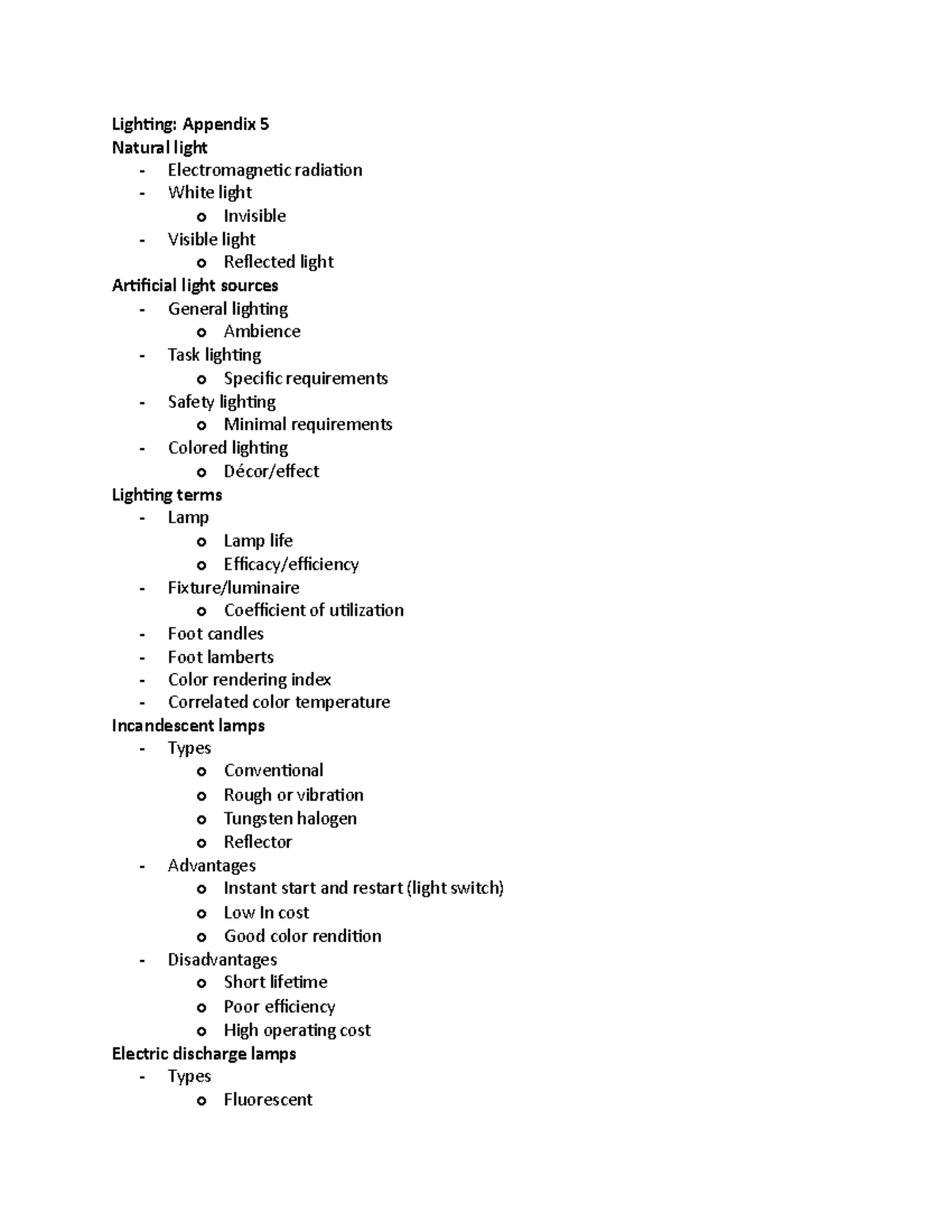 Lighting- appendix 5 - Lecture notes 5 - Lighting: Appendix 5 Natural ...