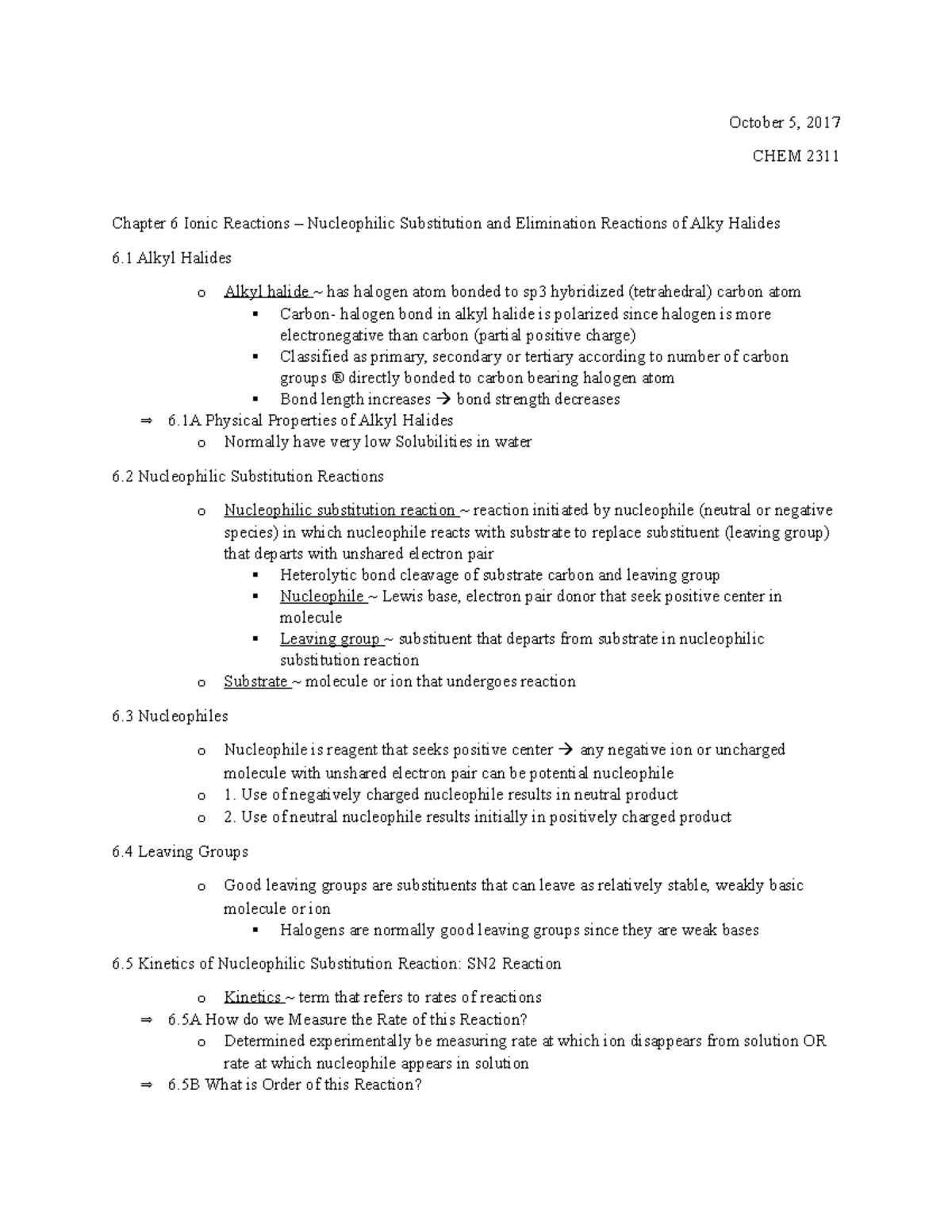 Chapter 6 - This summary note was written using the Organic Chemistry ...