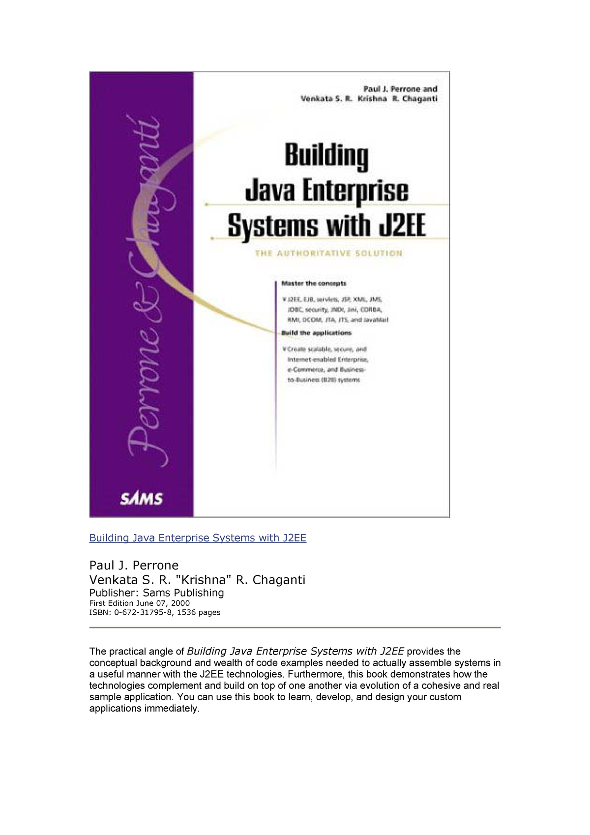 building-java-enterprise-systems-with-j2ee-perrone-venkata-s-r