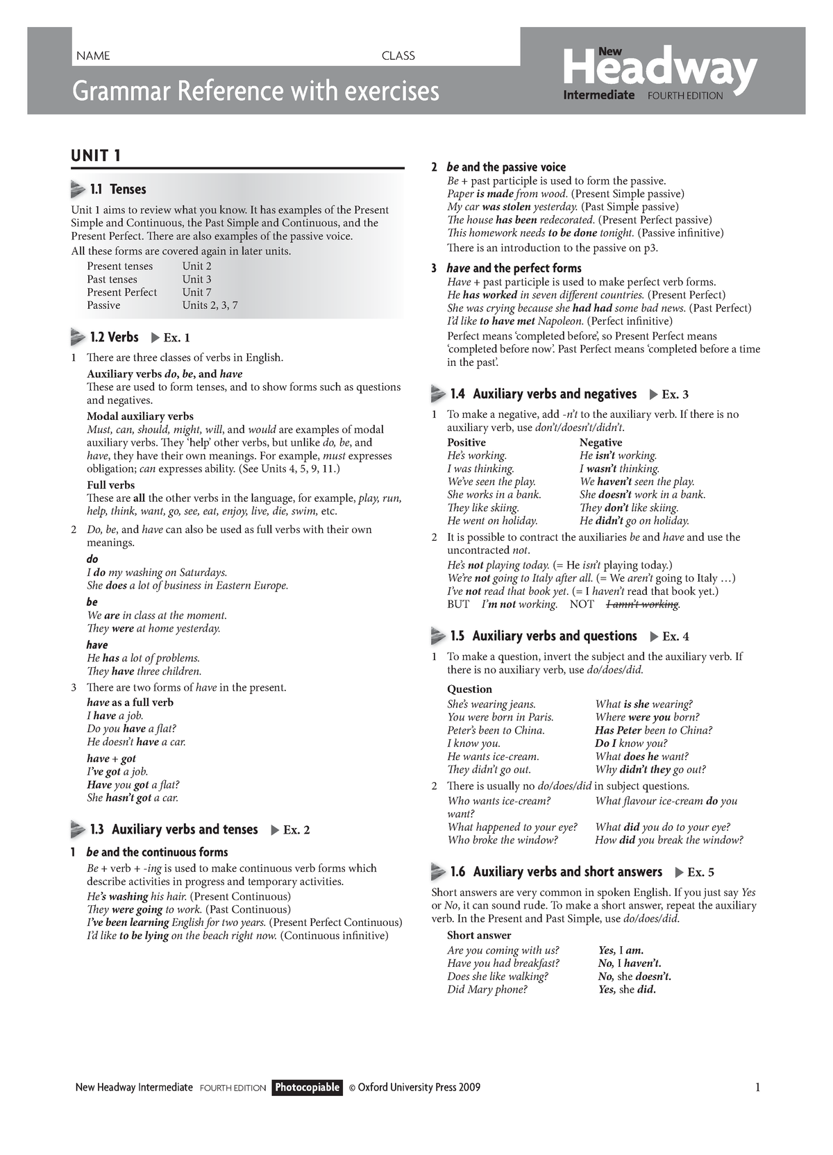 Headway 4ed Grammar Reference With Exercises - Grammar Reference With ...