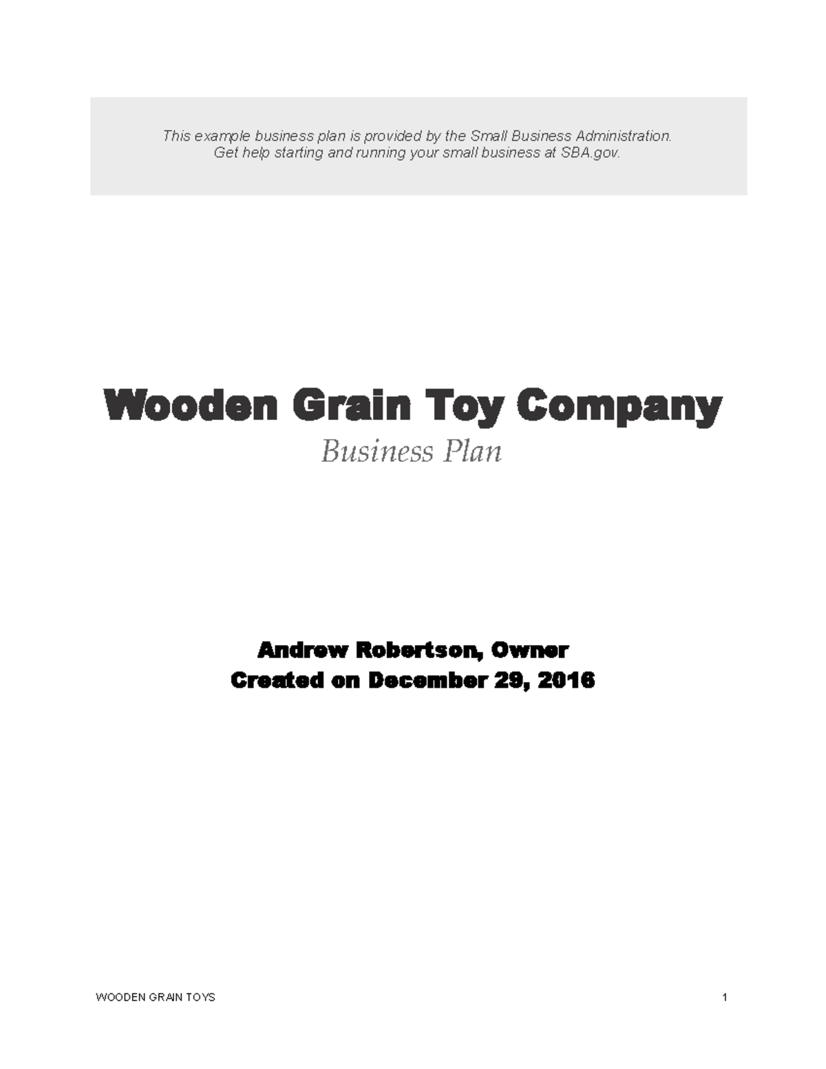 wooden toy business plan