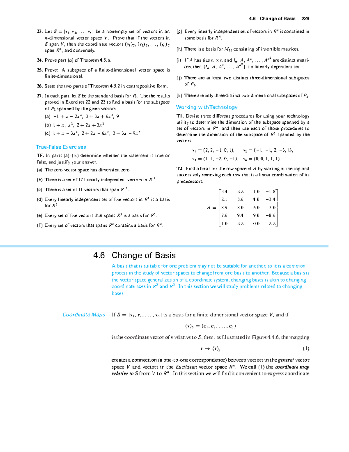 4.6 Change of Basis 4 Change of Basis 229 23={v 1 ,v 2 ,...,vr}be a