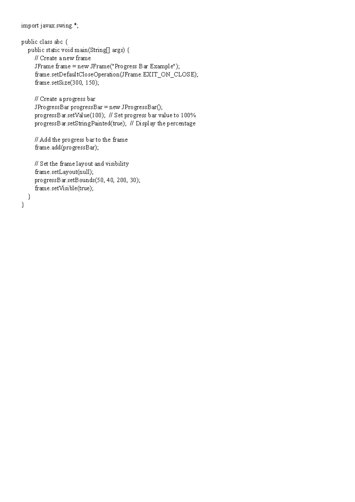 Exp9 - Practical - import javax.*; public class abc { public static ...