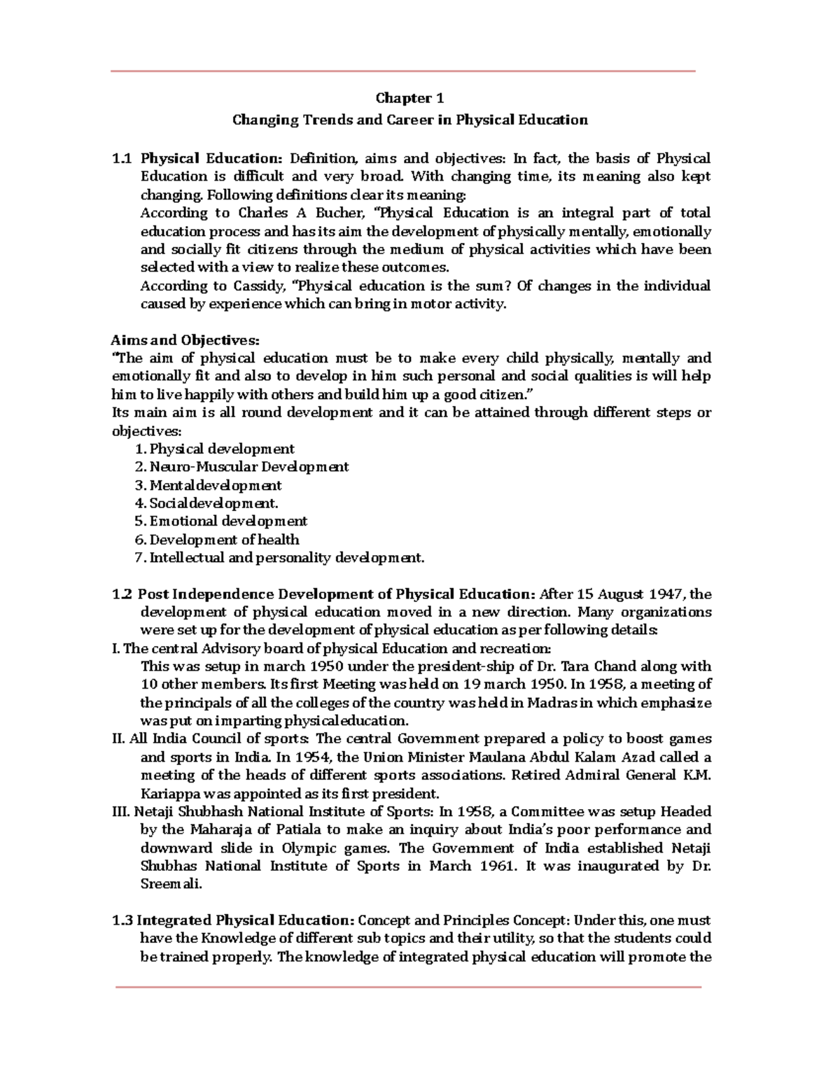 Changing trends and career in physical education - Chapter 1 Changing ...