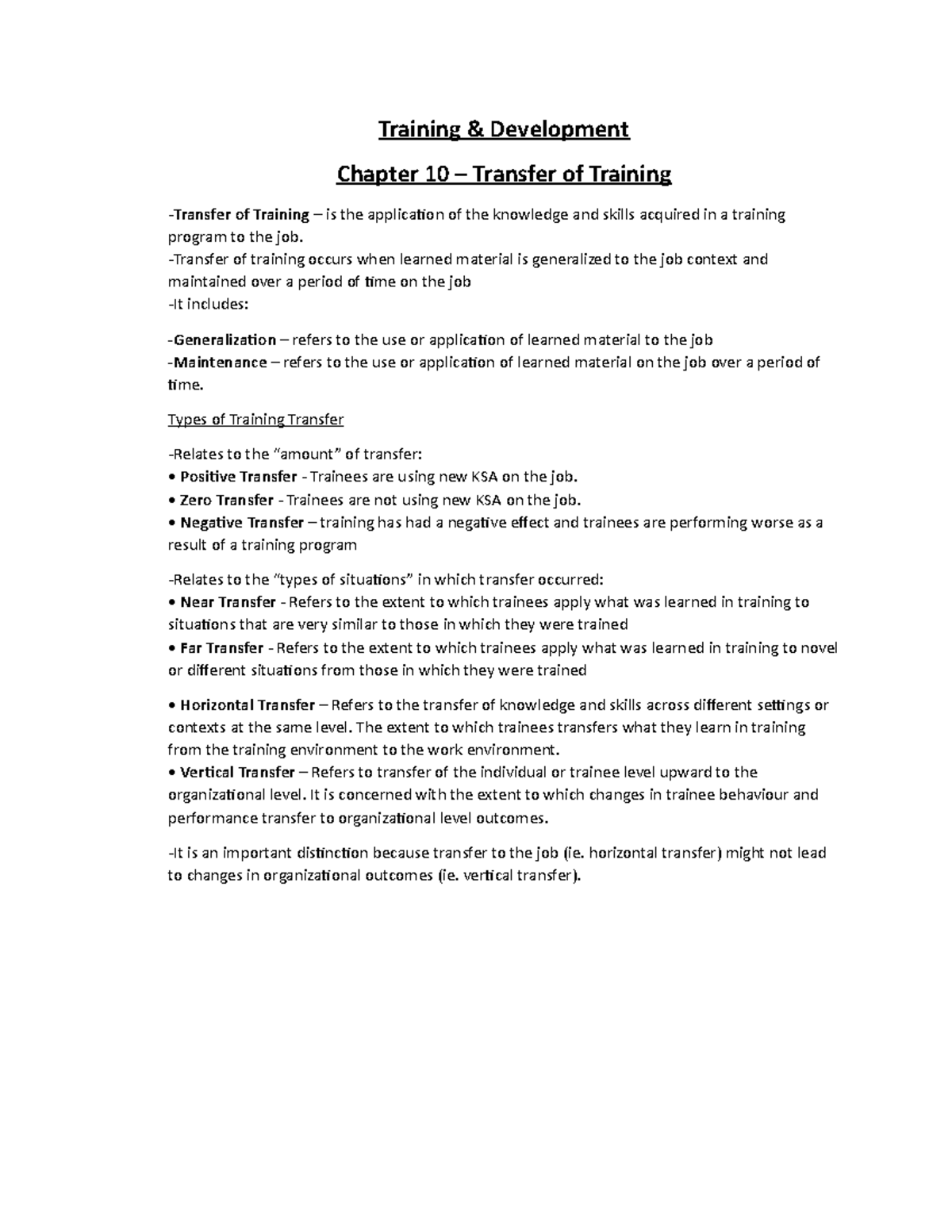 Training and Development - Ch 10 - Transfer of Training - HRESHRM14 ...